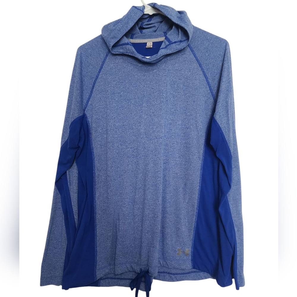 Under Armour Blue Heat Gear Threadborne Training Funnel Neck Hoodie SZ XL
